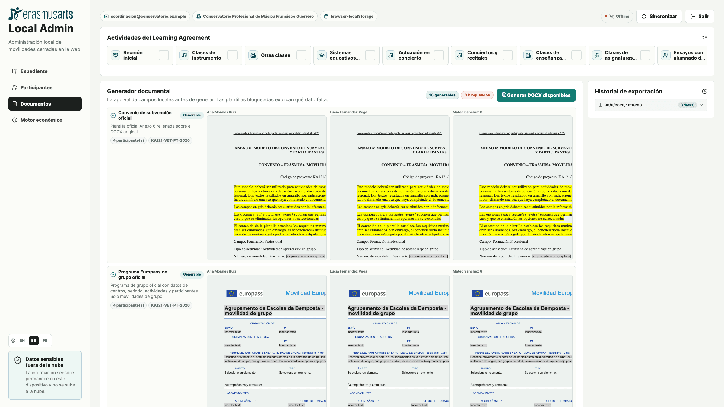 Documentos: Generación y validación